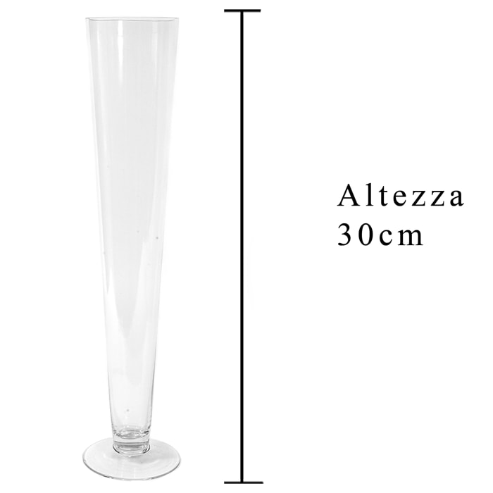 Vaso A Cono Con Piedistallo. Altezza 30 Cm - Pezzi 4 - 11,5X30X11,5cm - Colore: Incolore - Bianchi Dino - Vasi E Cont. Vetro, Alzate