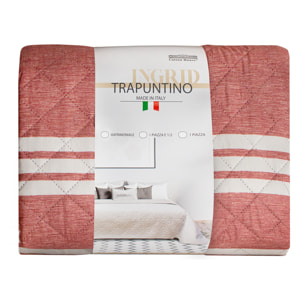 TRAPUNTINO MATRIMONIALE DIS.INGRID 3 STRIPES FRAGOLA MADE IN ITALY MEZZA STAGIONE