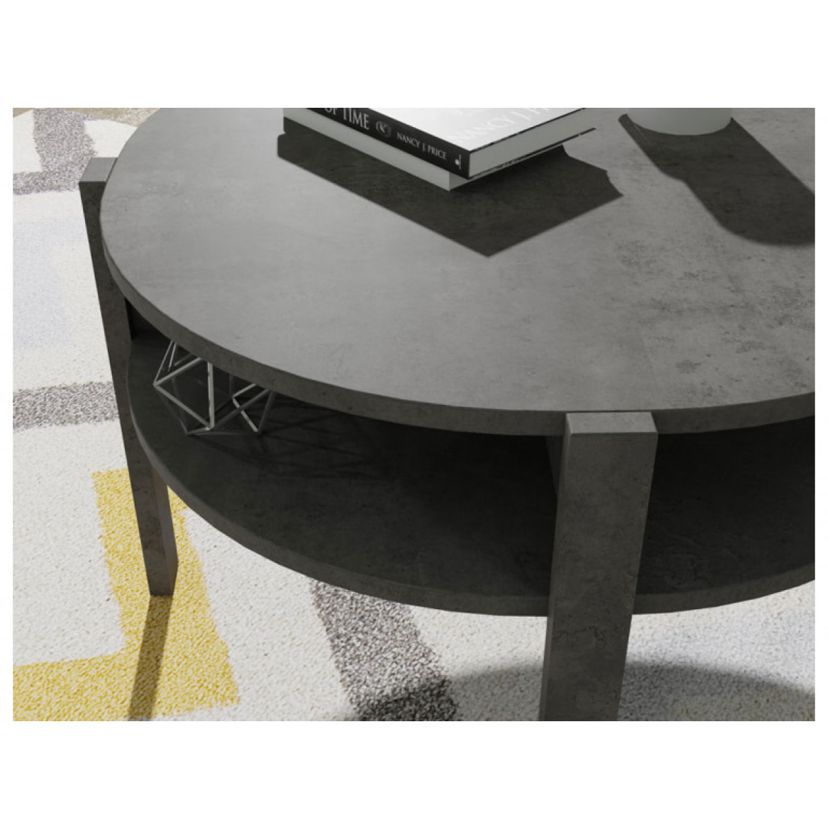 Table basse ronde en bois avec niches - 5 coloris - BAGO