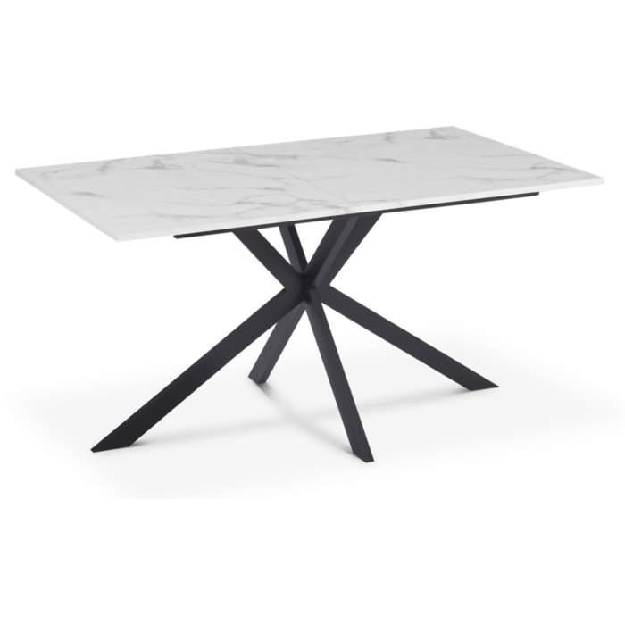 Table à manger Glam effet marbre blanc et noir 160cm