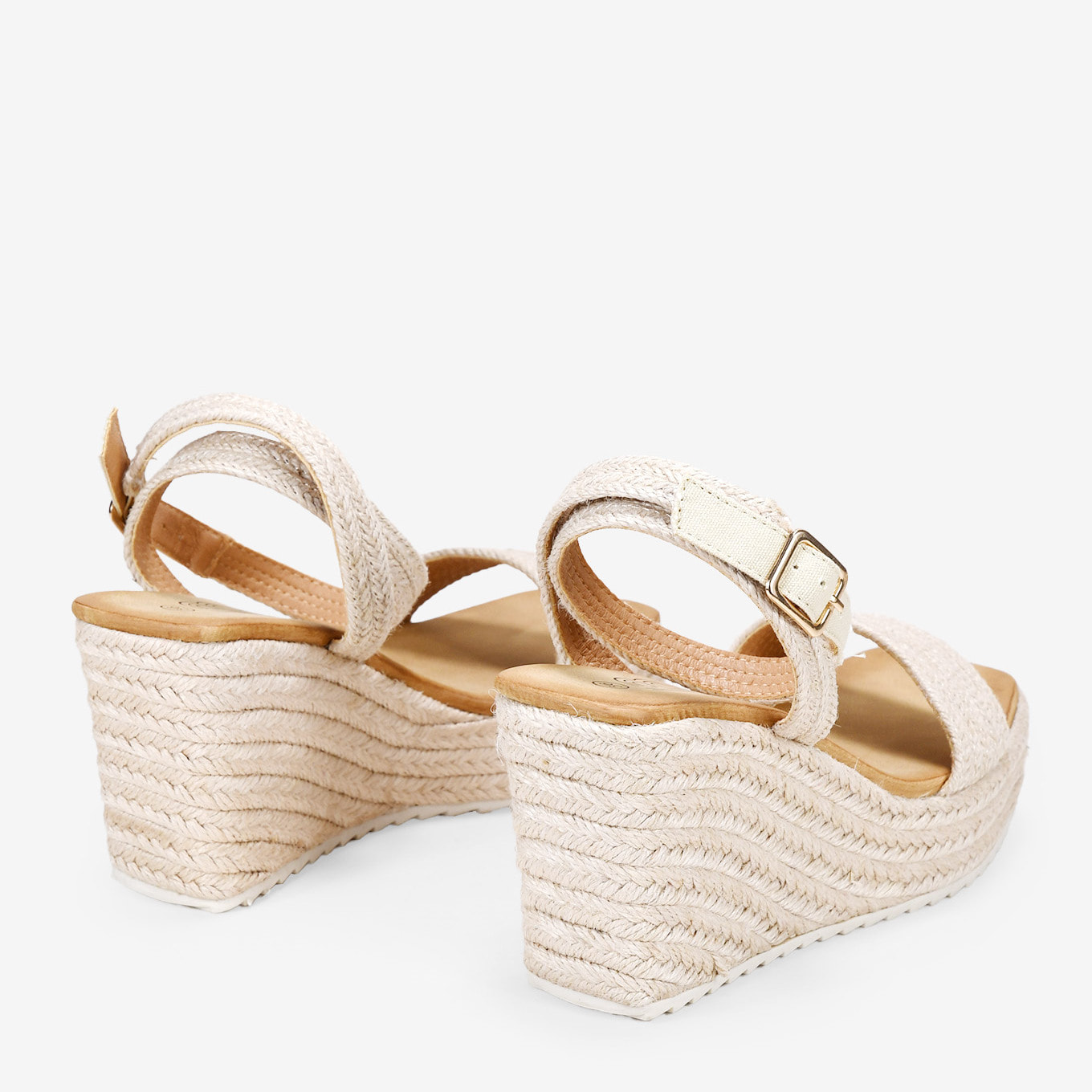Sandalias de esparto beige con cuña