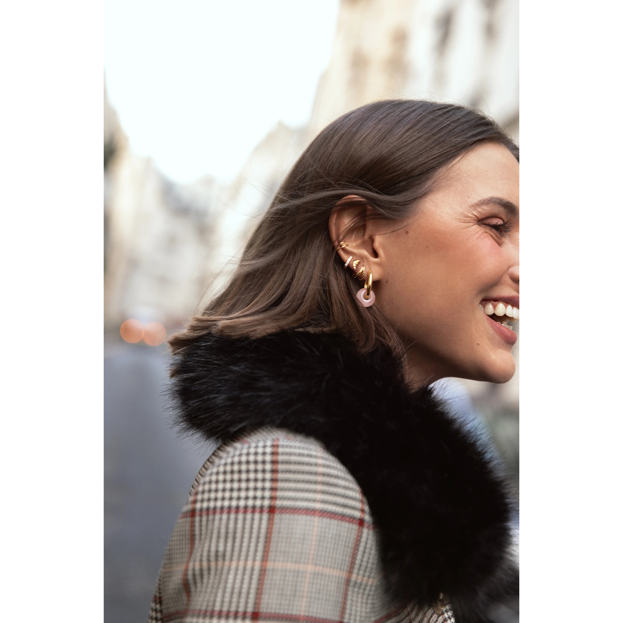 Orecchino Croissant Placcato Oro