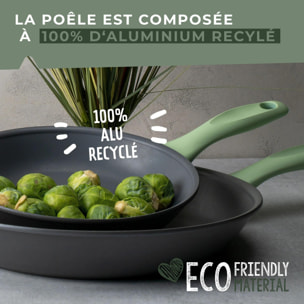 Lot de 2 poêles à frire de 24 cm et 28 cm en aluminium recyclé Fackelmann Ecolution