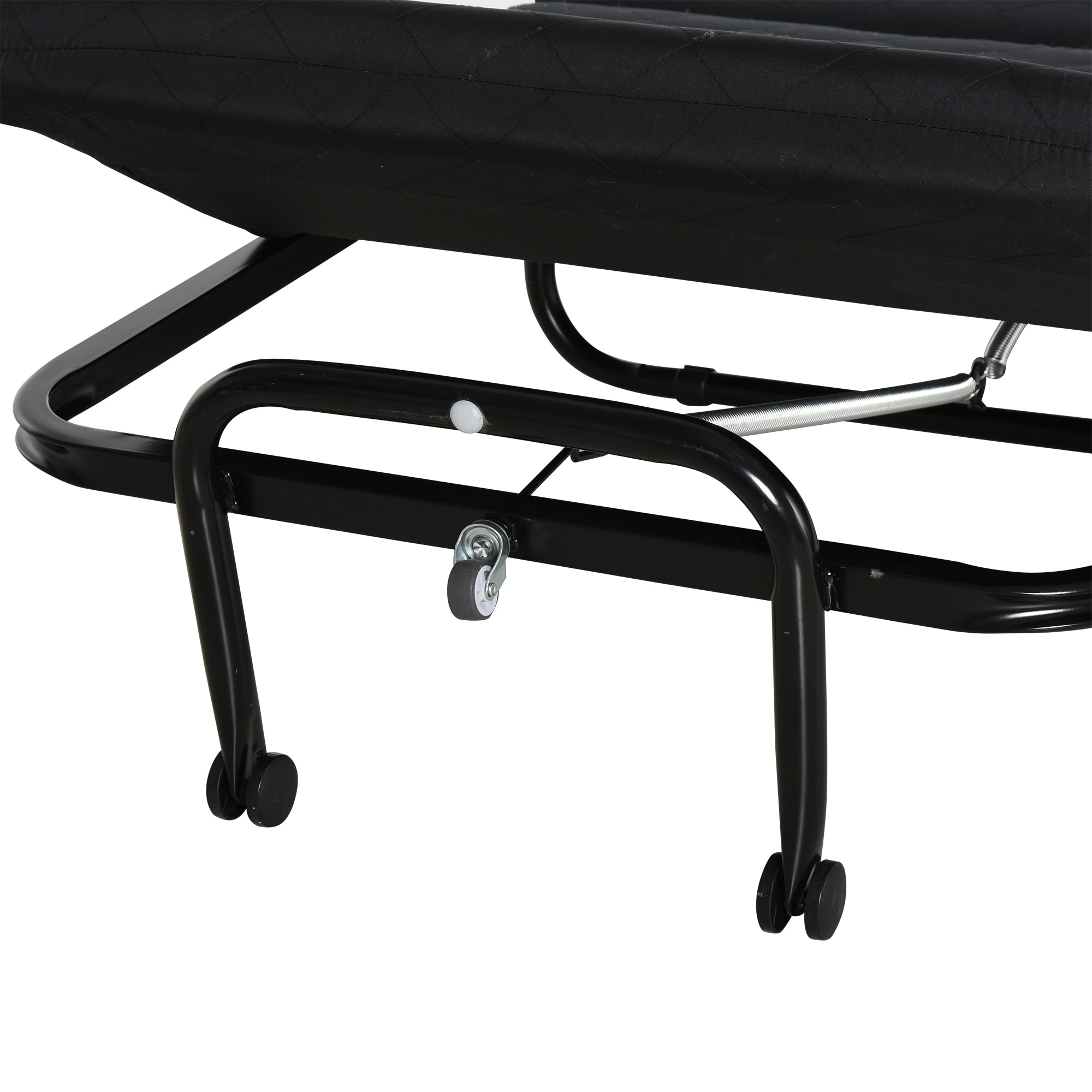 Cama Plegable 184x65 cm Cama Abatible con Cabecera Ajustable en 5 Niveles Ruedas Universales y Estructura de Metal Carga Máx. 120 kg Negro