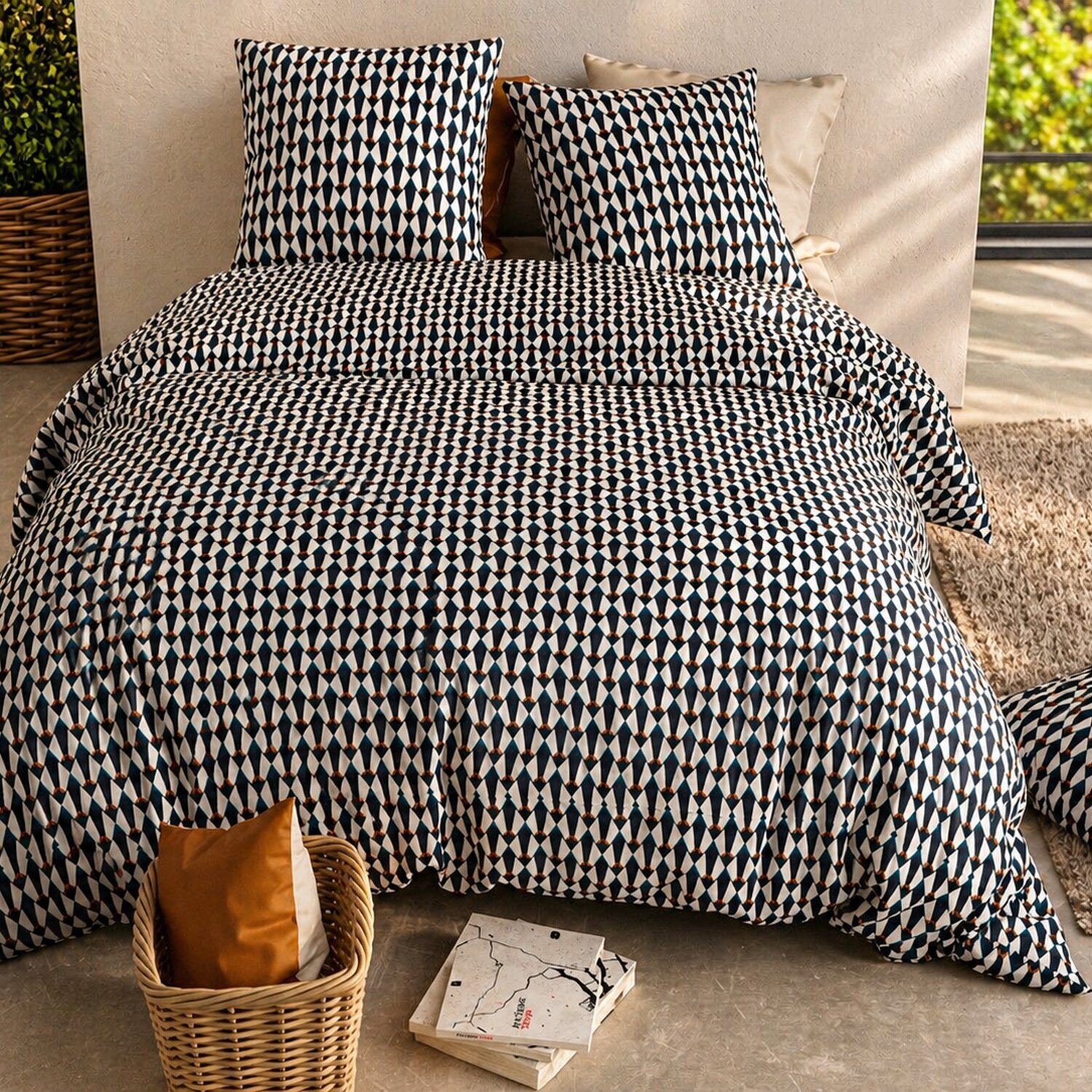 Parure housse de couette imprimé 100% coton - géo