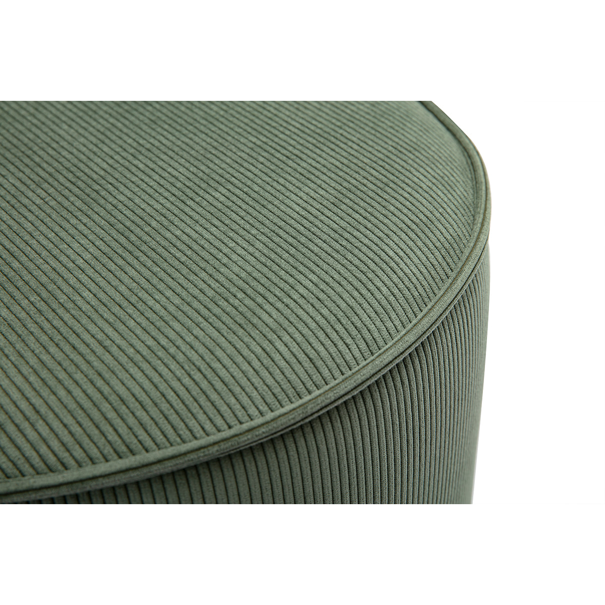 Pouf rond en velours côtelé vert kaki D40 cm PAUL