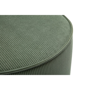 Pouf rond en velours côtelé vert kaki D40 cm PAUL