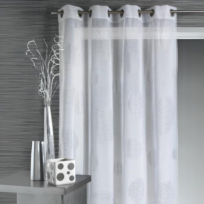 Voilage en Etamine Impression Argent - Blanc
