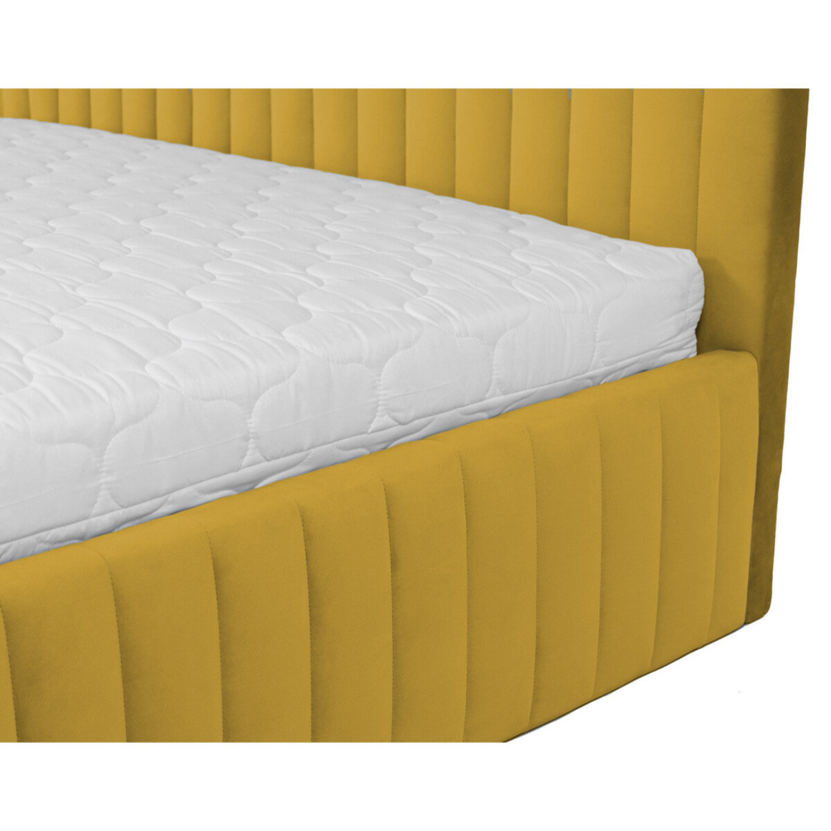 Stuart - lit coffre - 180x200 cm - sommier inclus - en velours - Jaune