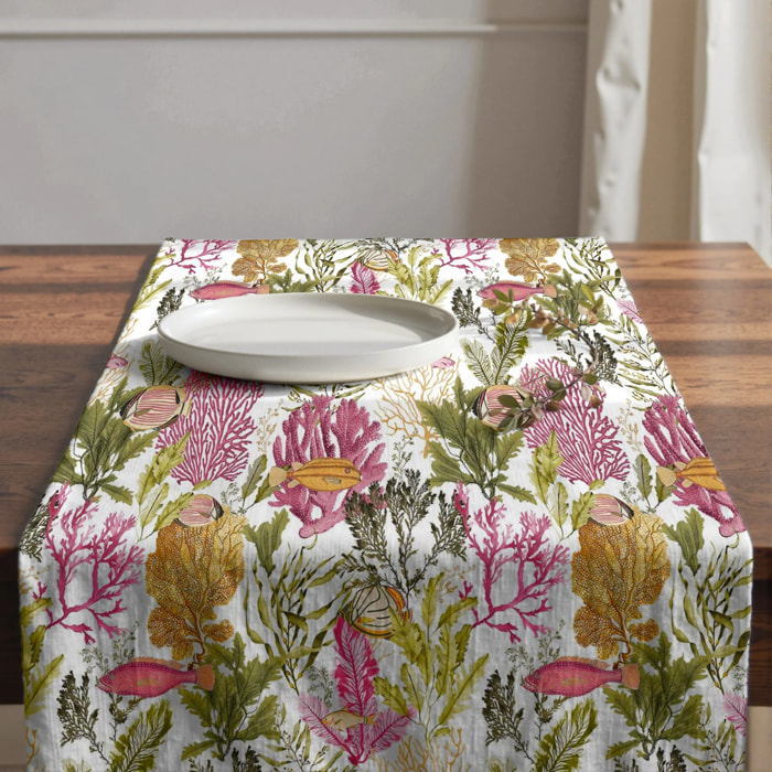 Chemin de table 100 % coton Iluntce 125 1 Red. 50x150 cm