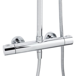 Système de douche mural thermostatique, forme ronde, 2 fonctions, entraxe 150 mm, garantie 5 ans, chrome