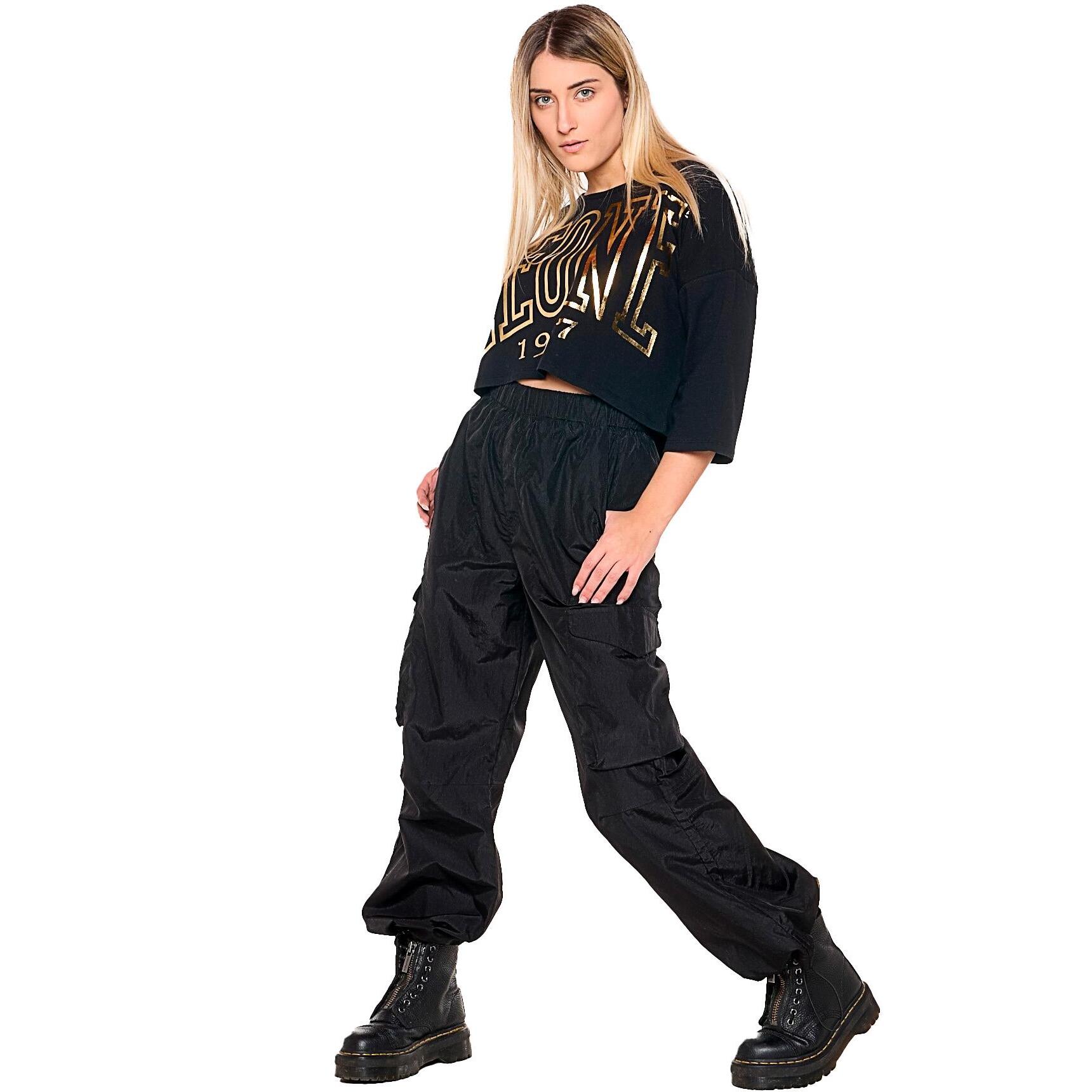 Pantalone cargo da donna in popeline Leone 1947 Gold Studs