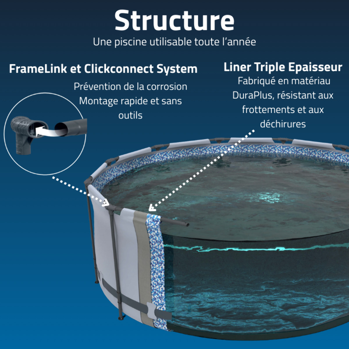 Bestway Piscine hors sol tubulaire ronde Bestway Steel Pro Max 427 x 107 cm gris clair