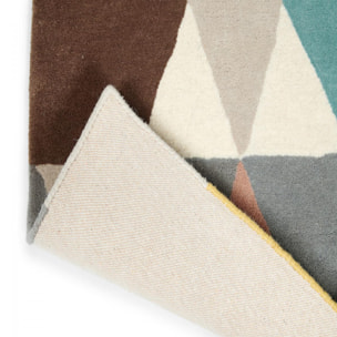 Tapis salon et chambre tissé en laine motif géométrique SOCI
