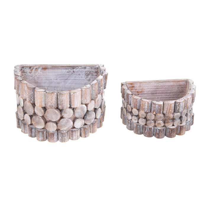 Set Di Due Ciottole Per Parete In Legno. Altezza 12 Cm; Altezza 9 Cm - Pezzi 1 - 20X12X15cm - Colore: Marrone - Bianchi Dino - Cesteria