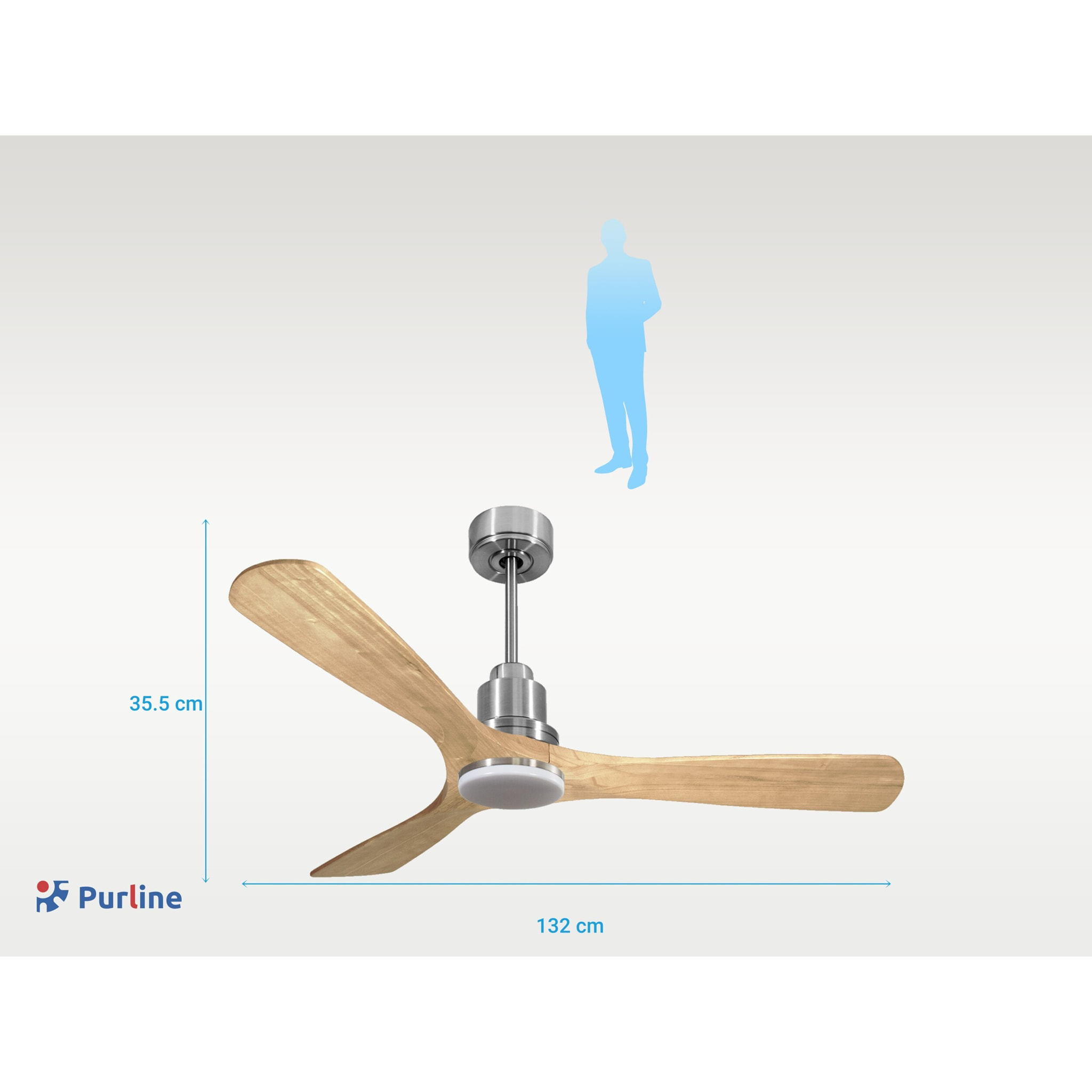 Ventilador de techo Modo Invierno/Verano Termostato Dimable Wifi Motor DC Techos Inclinados Mando a Distancia Luz tres tonos Hypersilence Memoria Vendible Shopify (AUTOMATICO) ParosD132C04LED64546 PURLINE