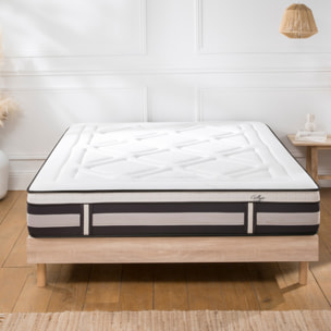 Ensemble Matelas Calliope mémoire de forme - 28cm + sommier kit bois - 1 Place