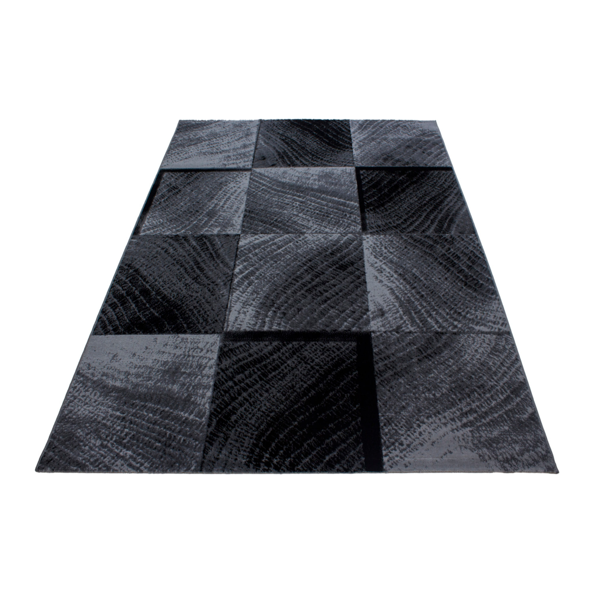 PLUS - Tapis à poils courts graphique noir - PLU8003NOI