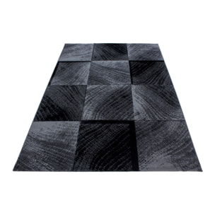 PLUS - Tapis à poils courts graphique noir - PLU8003NOI