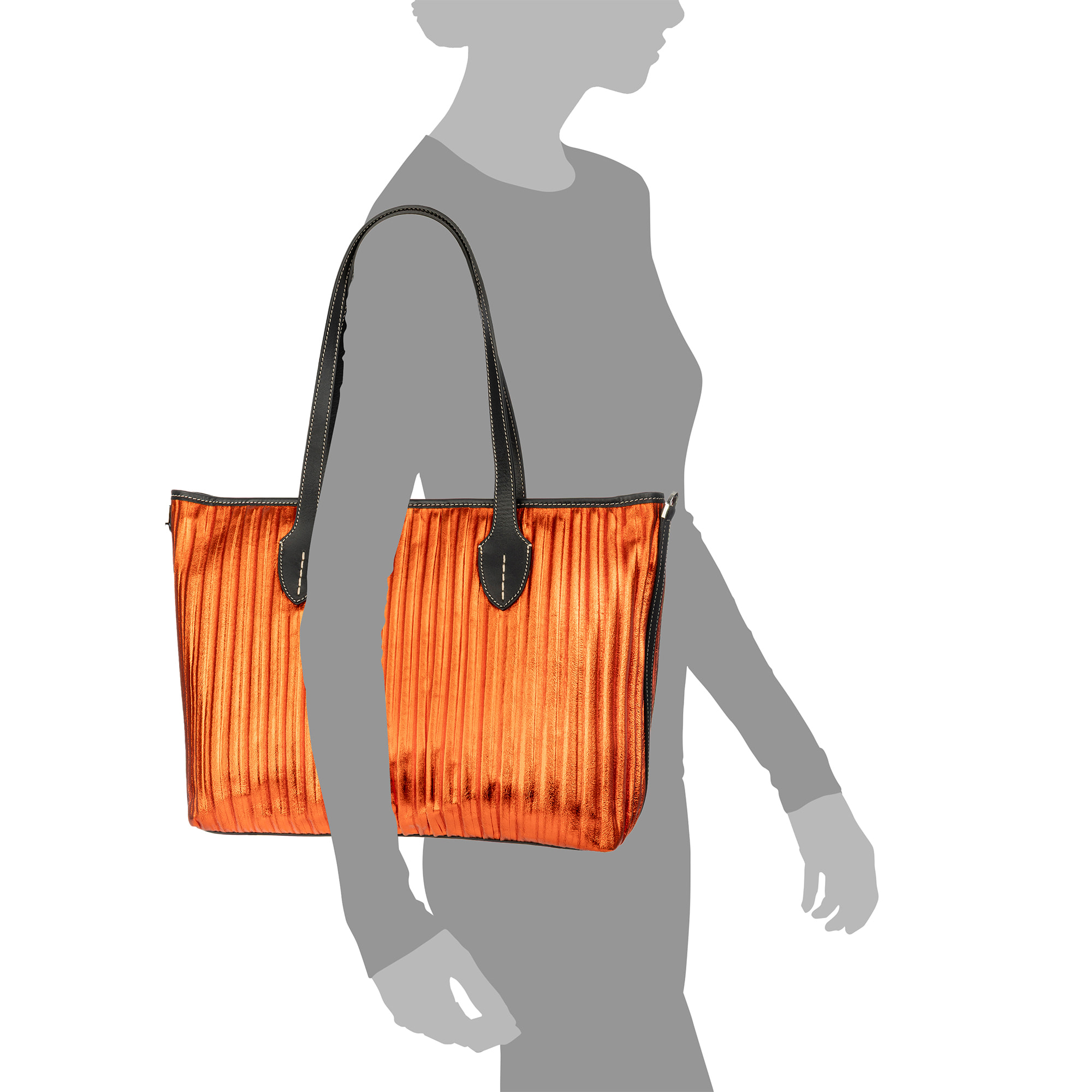 Baceno bolso de hombro mujer. Piel auténtica Napa plegada laminada.