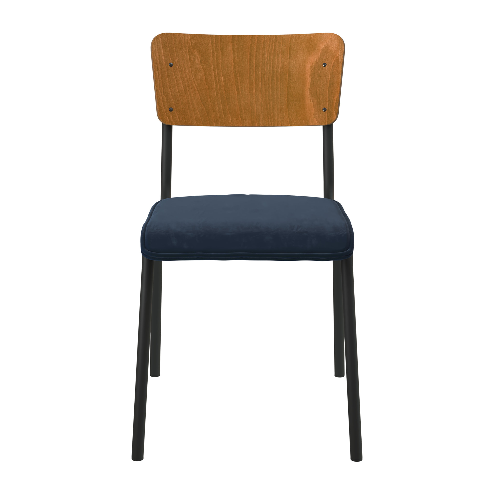 Lot de 2 chaises en bois foncé et velours bleu - Nico