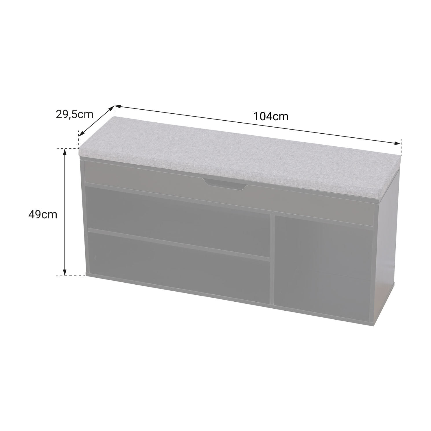 Meuble à chaussures trois casiers avec coffre blanc ALAN