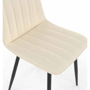 Chaises Fiona velours beige pieds métal noirs - lot de 6