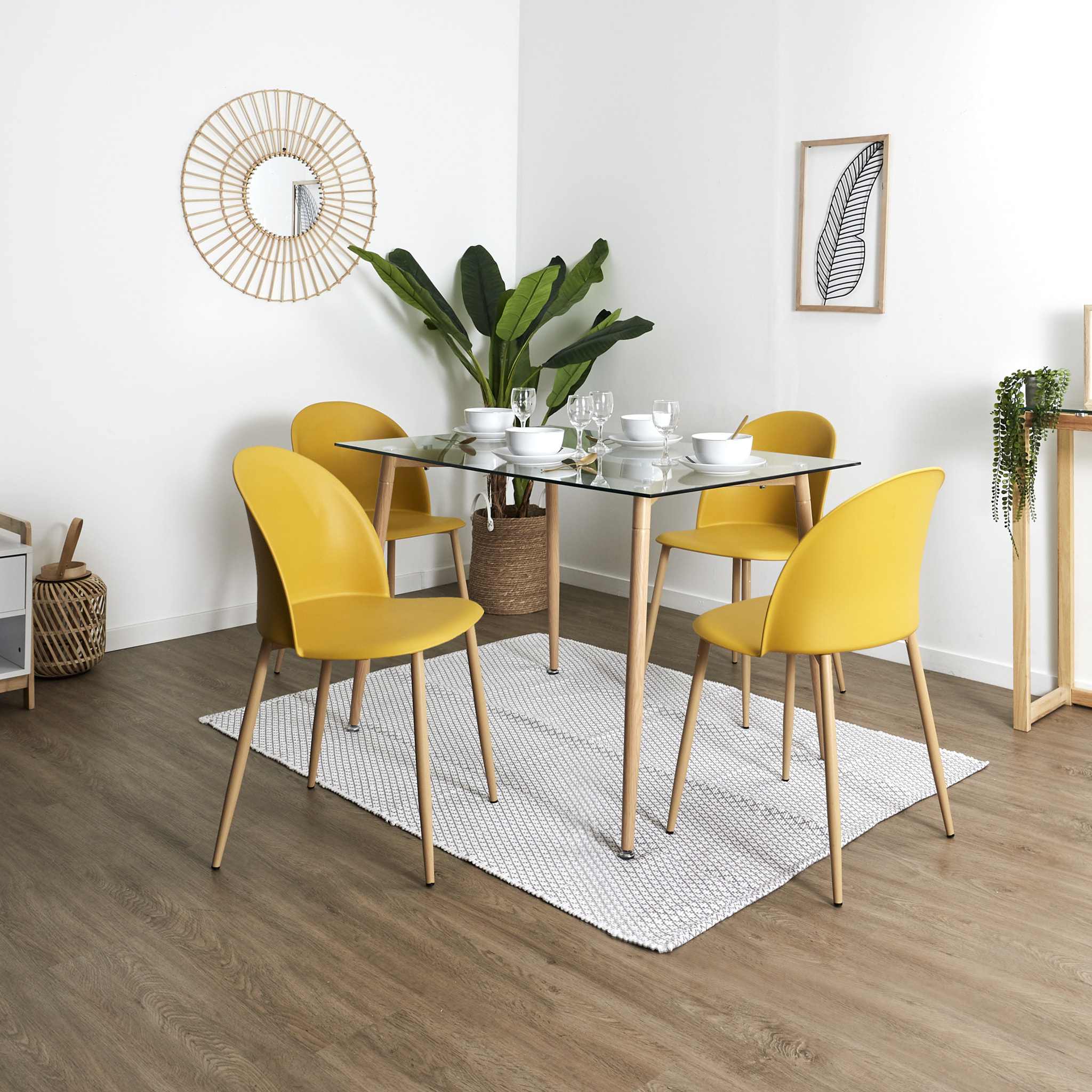 Chaise Scandinave Bergen Jaune Moutarde - Lot De 4