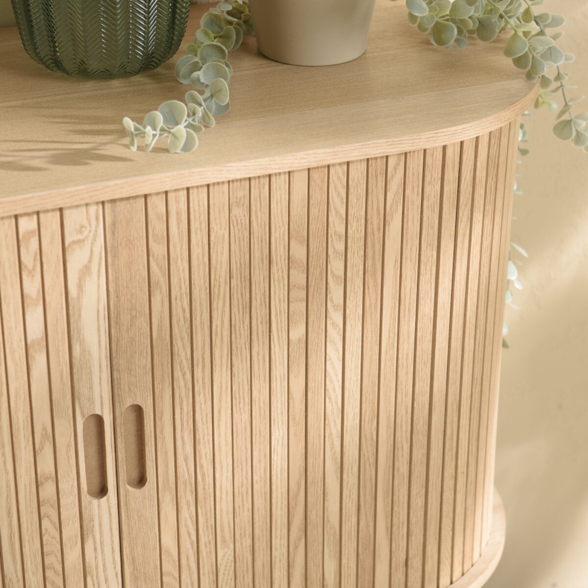 AGATHE - Buffet ovale 80x33cm en bois couleur naturelle