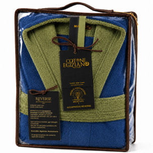 COTONE EGIZIANO Accappatoio Reverse in cotone egiziano 430 gr_Menta Indingo