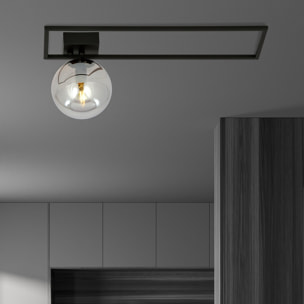 Lampada da soffitto Imago in acciaio nero e vetro grafite