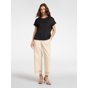 Elena Mirò - T-shirt cotone con applicazioni metalliche - Nero