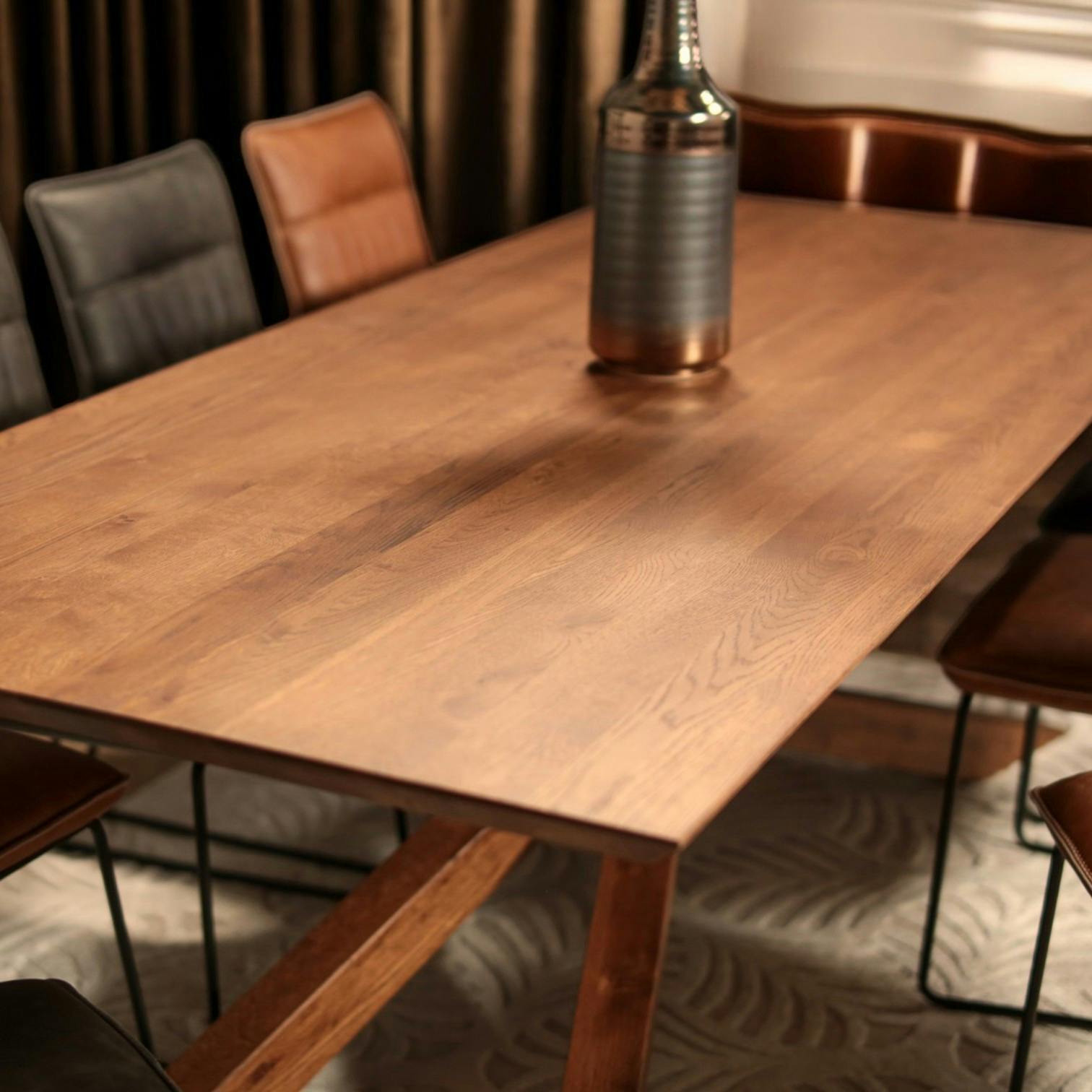 Table en chêne 180 cm pied mikado OKA