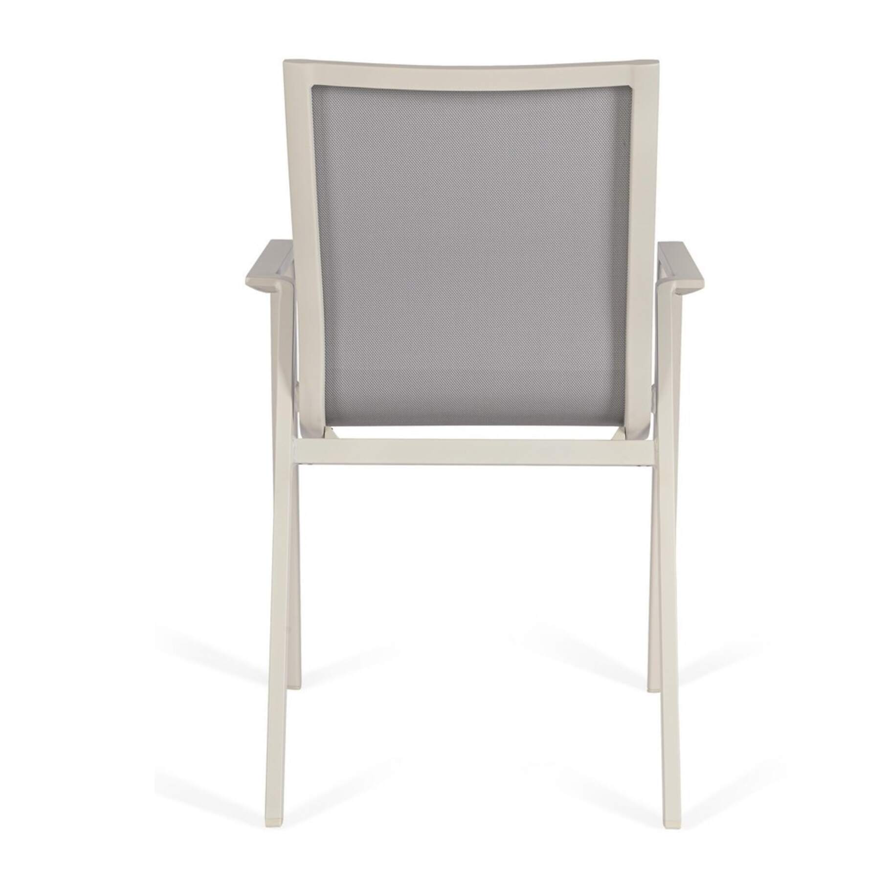 Set 4 sedie da giardino RONDA in textilene grigio chiaro e struttura in alluminio beige
