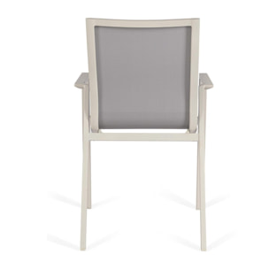 Set 4 sedie da giardino RONDA in textilene grigio chiaro e struttura in alluminio beige