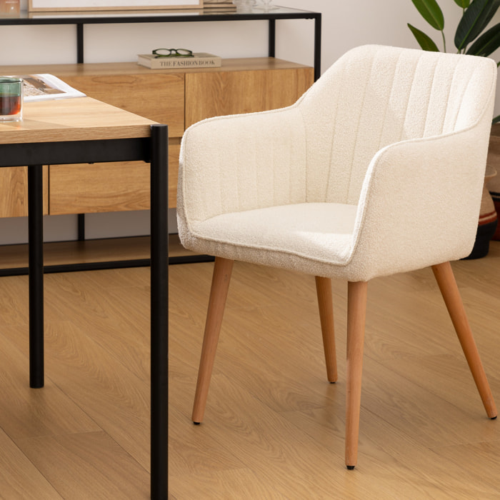 Fauteuil à dîner "Visoca" bouclette blanc