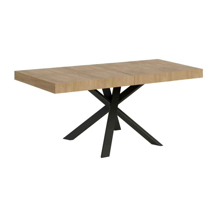 Table extensible 90x90/194 cm Clerk Premium dessus Chêne Nature pieds Anthracite