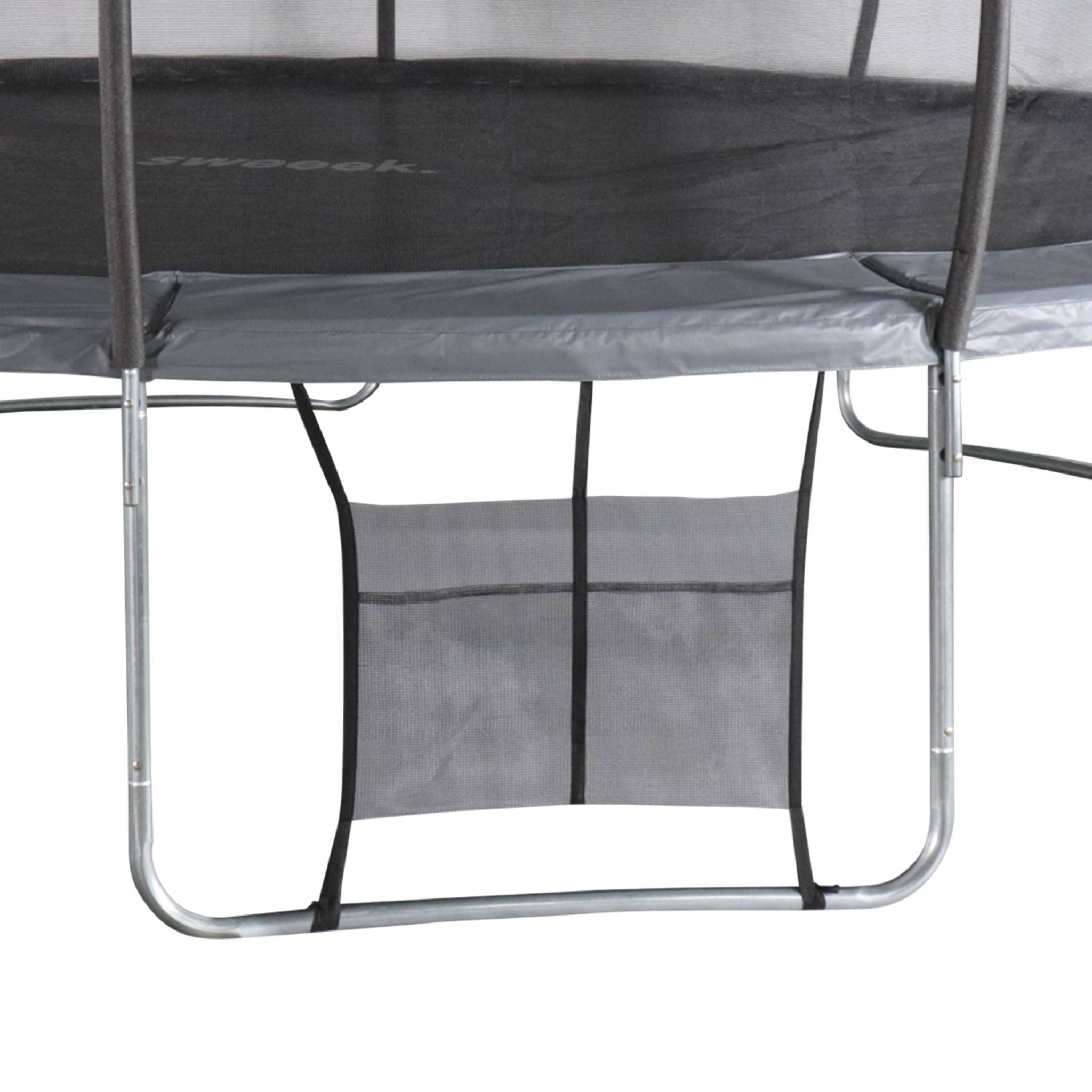 Trampoline rond Ø 490cm gris avec filet de protection intérieur - Jupiter Inner XXL - échelle. bâche. filet pour chaussures et kit d'ancrage 4.90m 490 cm