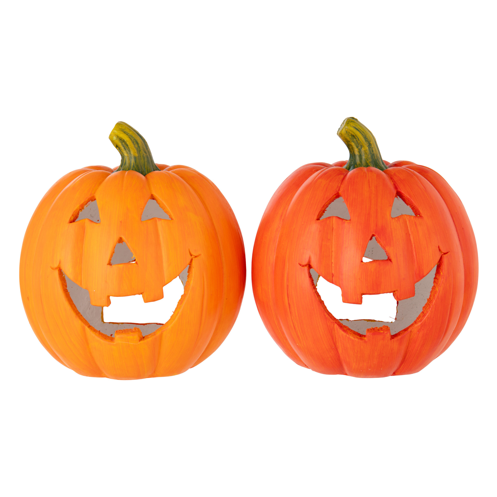 J-Line décoration Citrouille - céramique - orange - 2 pcs