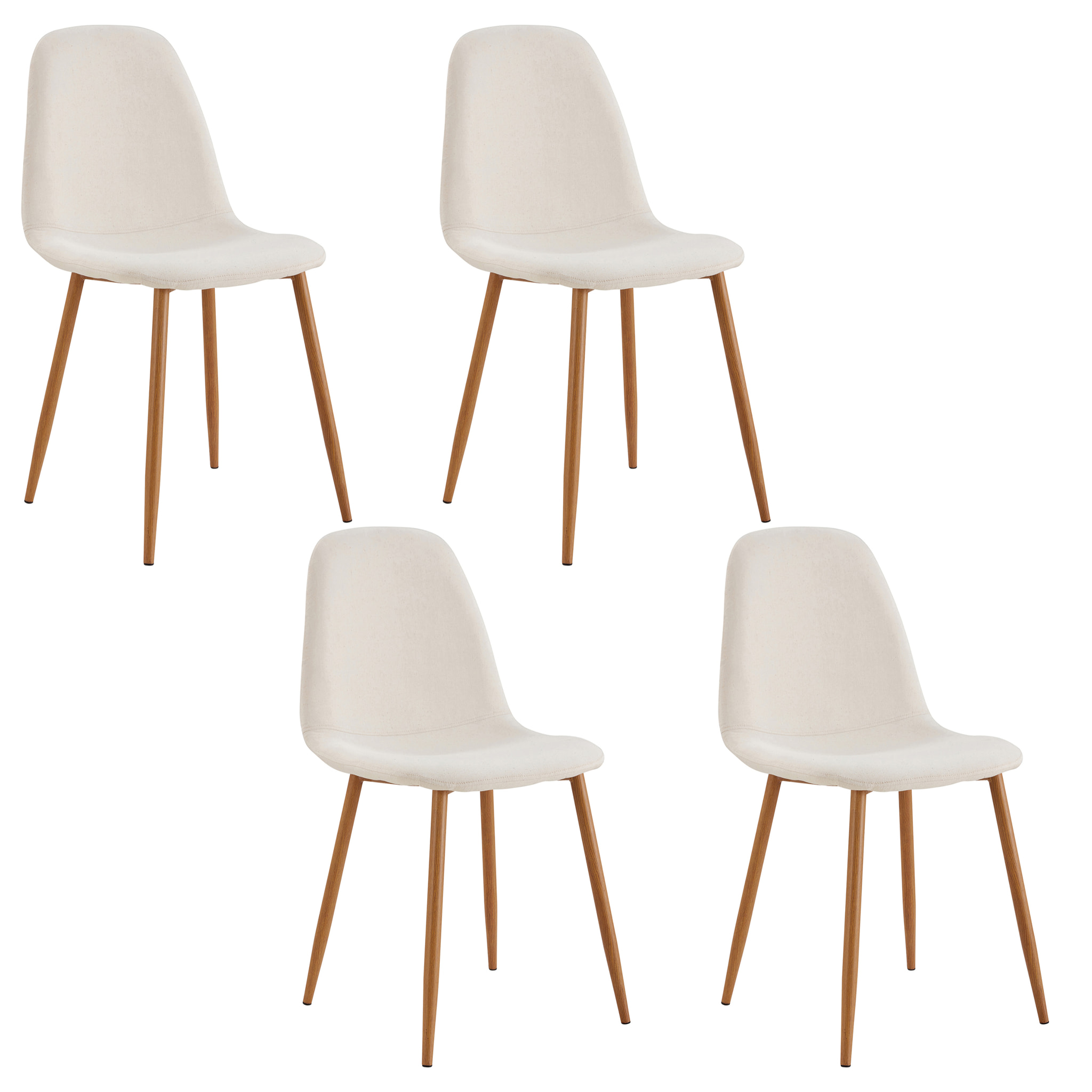 Chaise Poesie Pieds Metal Imitation Bois - Lot De 4