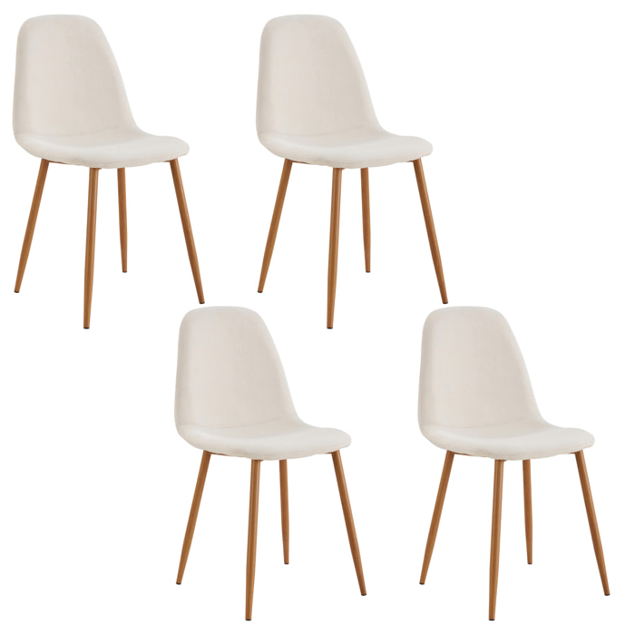 Chaise Poesie Pieds Metal Imitation Bois - Lot De 4