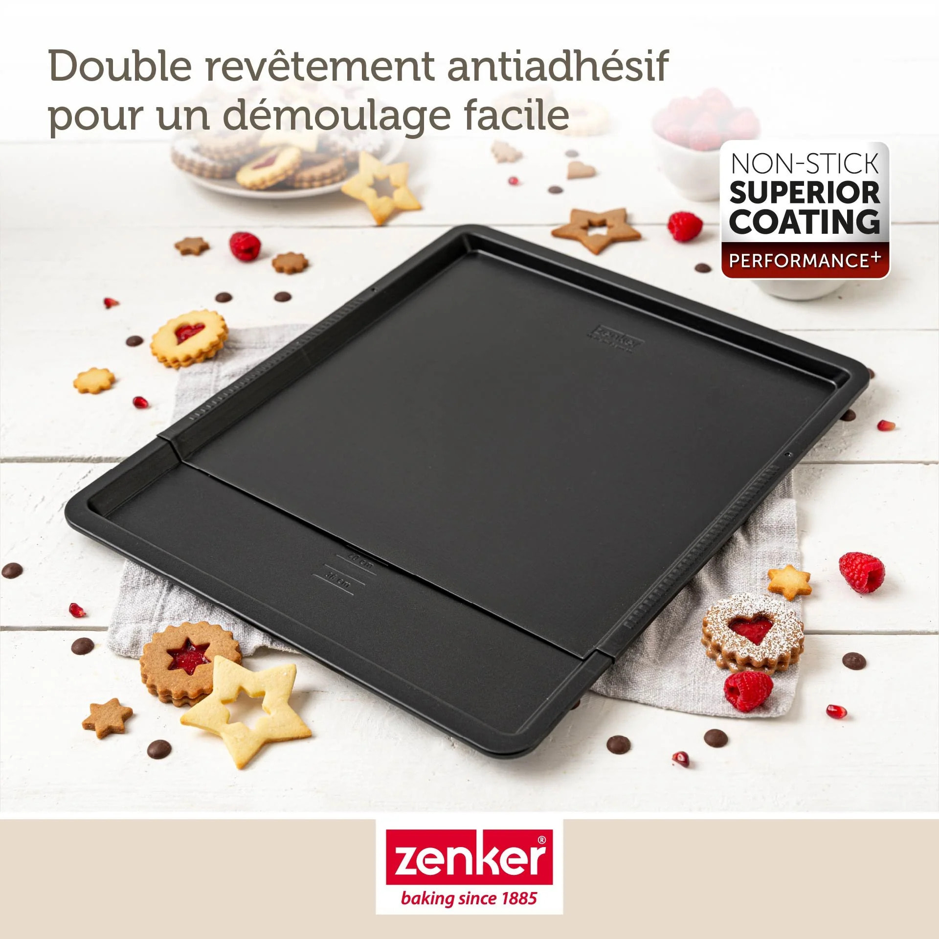 Plaque de cuisson four extensible de 37 à 52 cm Zenker Perfect Black +
