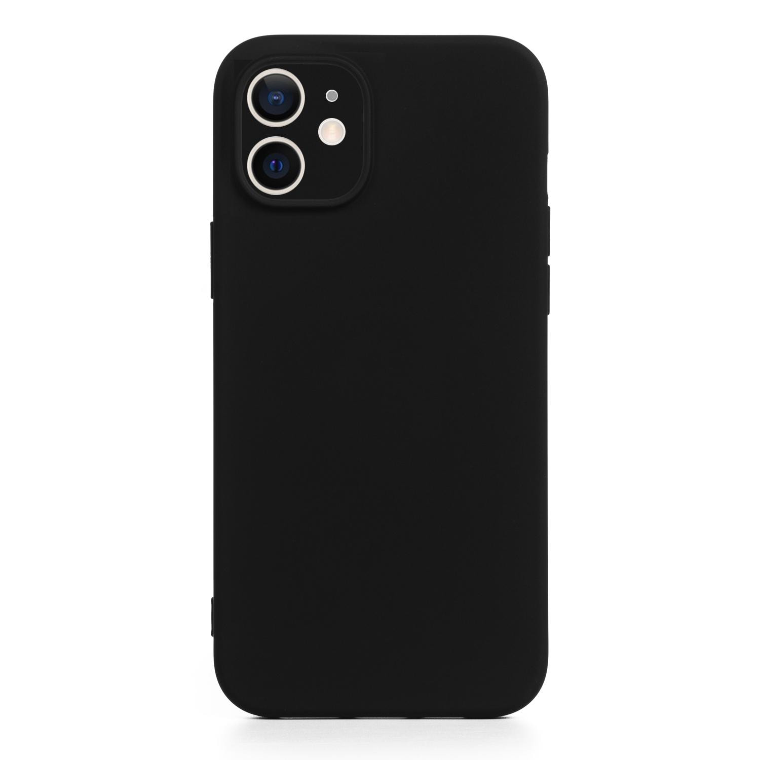 DAM Custodia Essential in silicone con protezione fotocamera per iPhone 12. Interno in morbido velluto. 7,43x1,02x14,95 cm. Colore nero