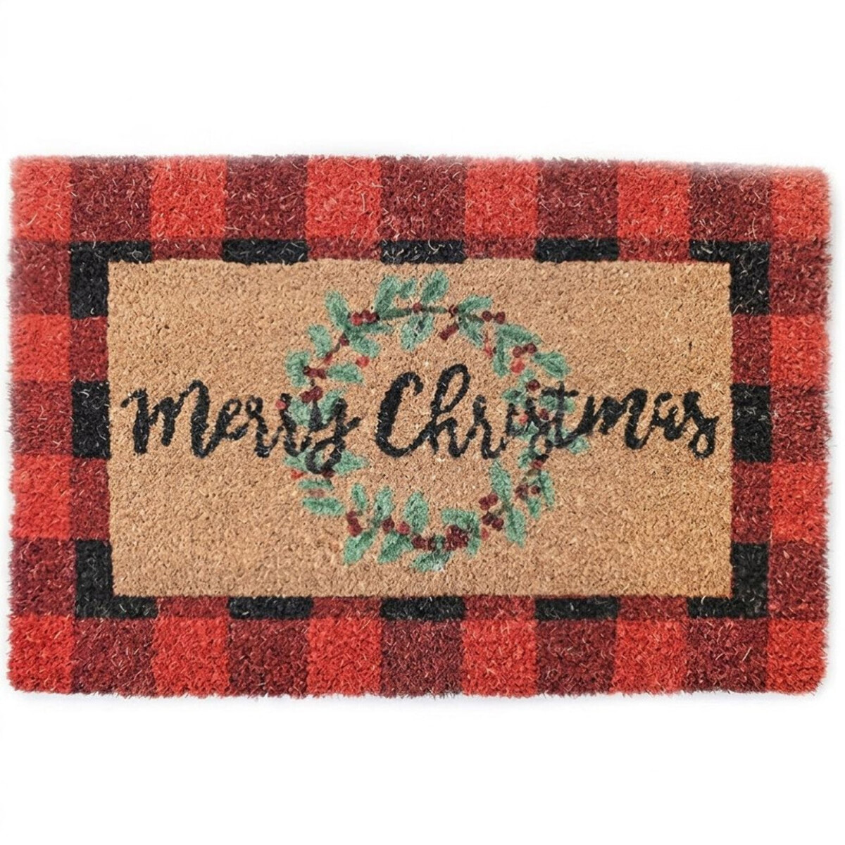 Zerbino natalizio Merry Christmas in cocco e PVC - Multicolore