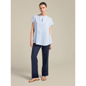 Elena Mirò - Blusa a micro righe - Azzurro