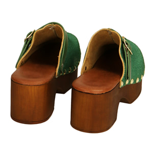 Clogs verdi in cavallino