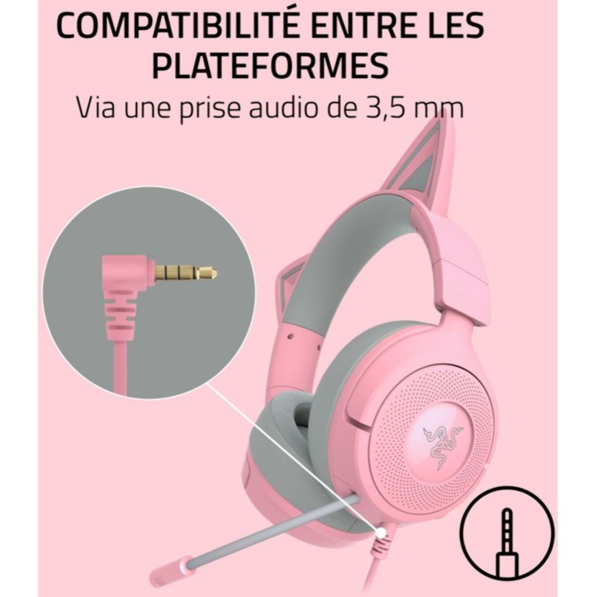 Casque gamer RAZER KRAKEN KITTY V3 X QUARTZ