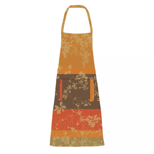 Tablier pur coton enduit 220 g/m² motif jacquard orange marron Mille lierres automne