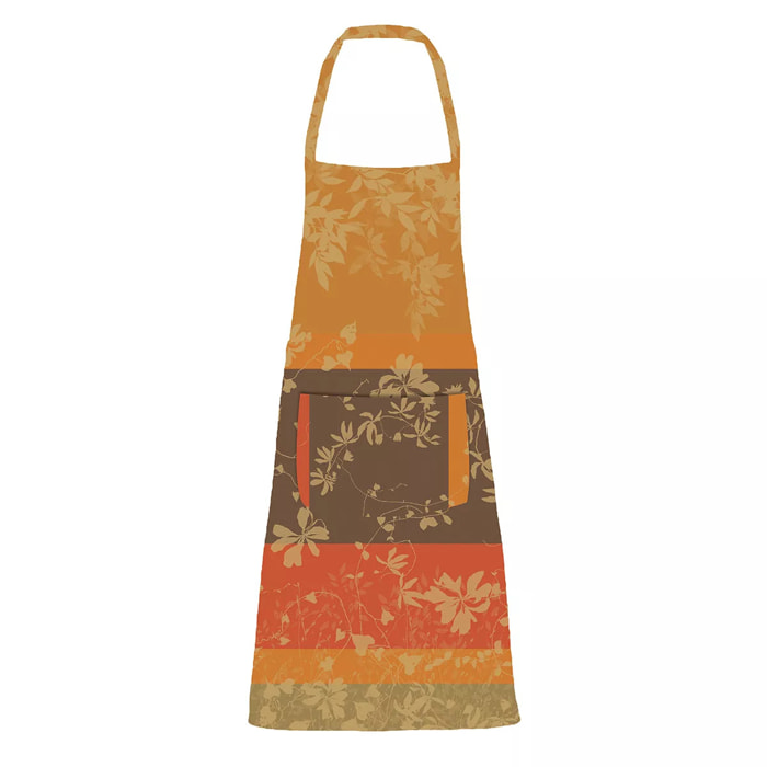 Tablier pur coton enduit 220 g/m² motif jacquard orange marron Mille lierres automne