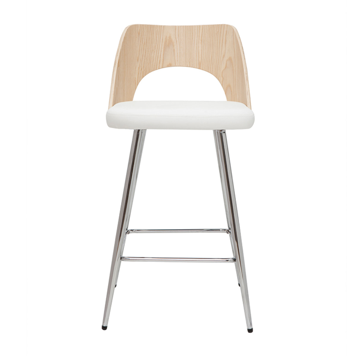 Tabourets de bar design bois et blanc H66.5 (lot de 2) FALCOM